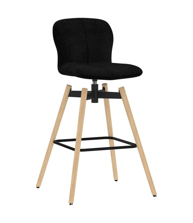 Barstoelen draaibaar 2 st stof zwart