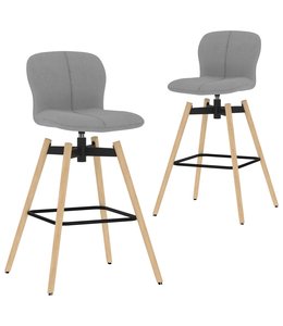 Barstoelen draaibaar 2 st stof lichtgrijs
