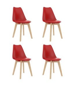 Eetkamerstoelen 4 st kunststof rood