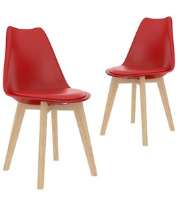 Eetkamerstoelen 2 st kunststof rood
