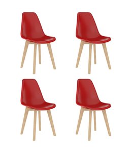 Eetkamerstoelen 4 st kunststof rood