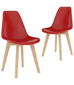 Eetkamerstoelen 2 st kunststof rood