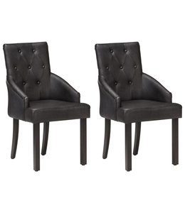 Eetkamerstoelen 2 st echt geitenleer zwart