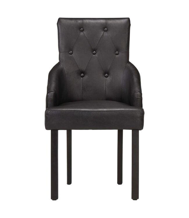 Eetkamerstoelen 2 st echt geitenleer zwart