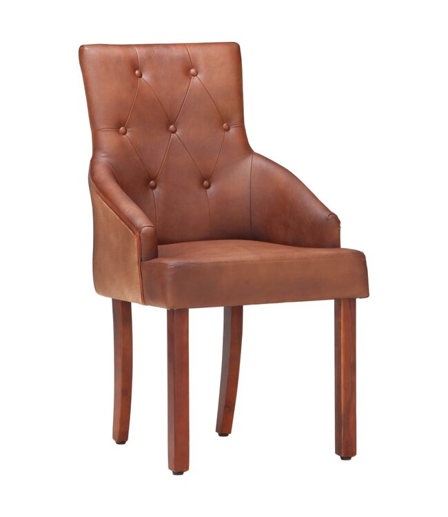 Eetkamerstoelen 2 st echt geitenleer bruin