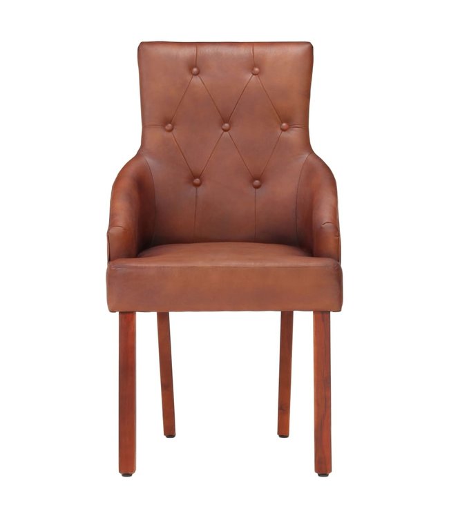 Eetkamerstoelen 2 st echt geitenleer bruin