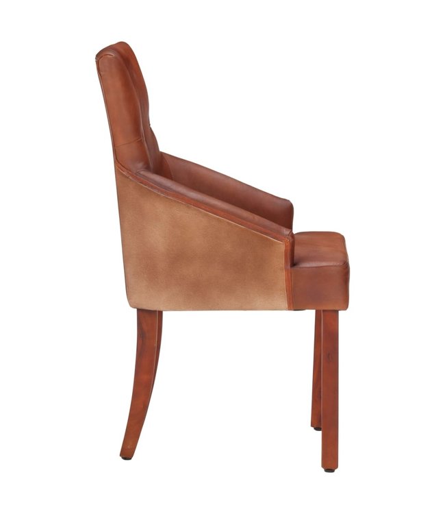 Eetkamerstoelen 2 st echt geitenleer bruin