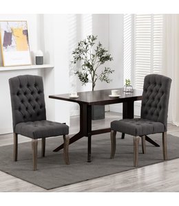 Eetkamerstoelen 2 st linnen-look stof grijs