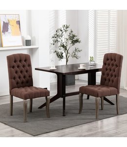 Eetkamerstoelen 2 st linnen-look stof bruin