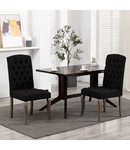 Eetkamerstoelen 2 st linnen-look stof zwart