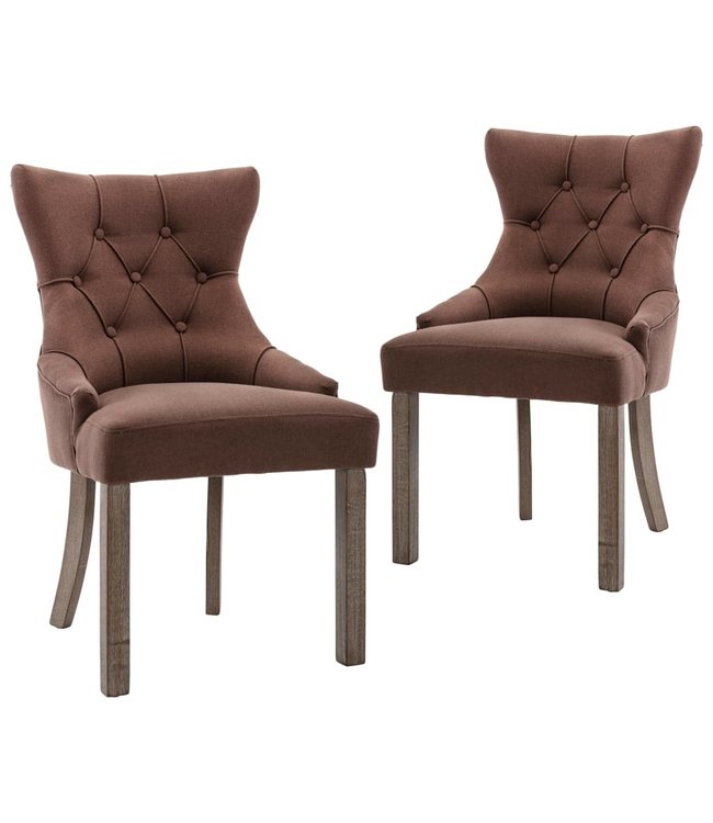 Eetkamerstoelen 2 st stof bruin