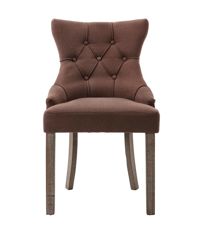 Eetkamerstoelen 2 st stof bruin
