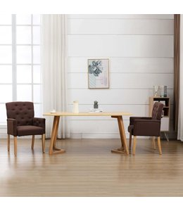 Eetkamerstoel met armleuningen stof bruin