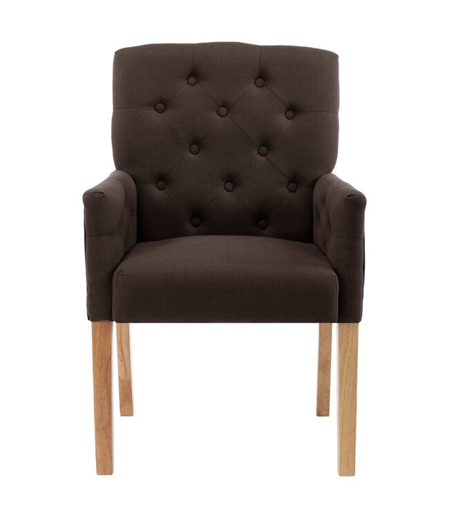 Eetkamerstoel met armleuningen stof bruin