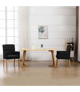 Eetkamerstoel met armleuningen stof zwart