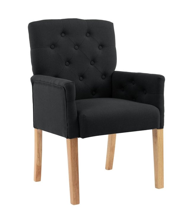 Eetkamerstoel met armleuningen stof zwart