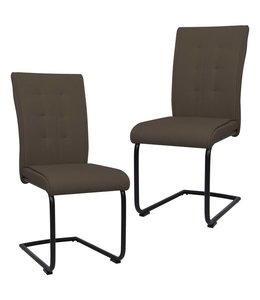 Eetkamerstoelen 2 st stof bruin