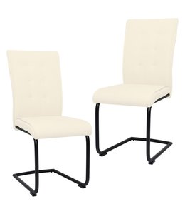Eetkamerstoelen 2 st stof crème