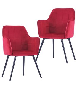 Eetkamerstoelen 2 st fluweel donkerrood