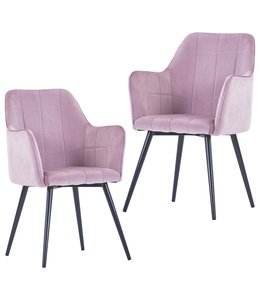 Eetkamerstoelen 2 st fluweel roze