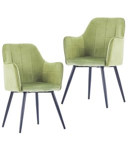 Eetkamerstoelen 2 st fluweel lichtgroen