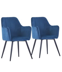 Eetkamerstoelen 2 st fluweel blauw