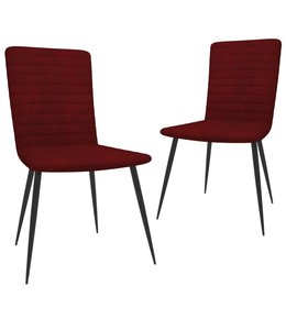 Eetkamerstoelen 2 st fluweel wijnrood