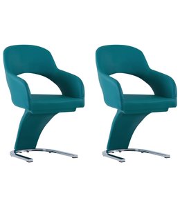 Eetkamerstoelen 2 st kunstleer blauw