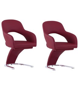 Eetkamerstoelen 2 st kunstleer wijnrood