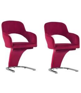 Eetkamerstoelen 2 st fluweel wijnrood