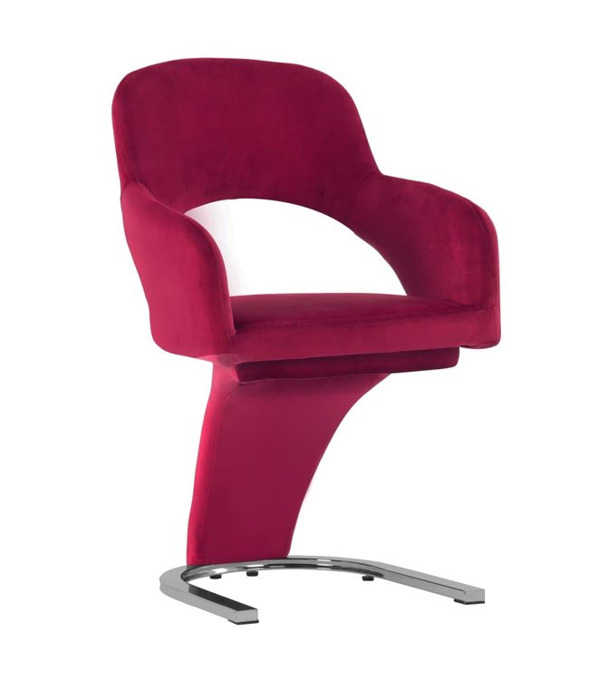 Eetkamerstoelen 2 st fluweel wijnrood