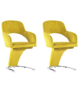 Eetkamerstoelen 2 st fluweel geel