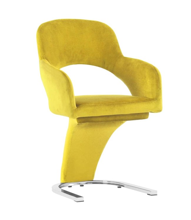 Eetkamerstoelen 2 st fluweel geel