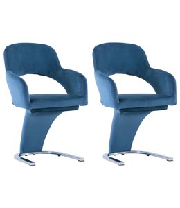 Eetkamerstoelen 2 st fluweel blauw