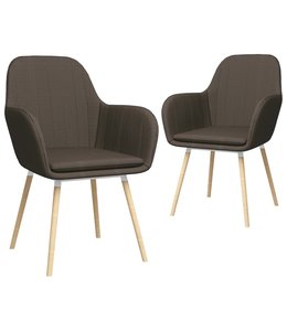 Eetkamerstoelen met armleuningen 2 st stof taupe