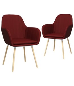 Eetkamerstoelen met armleuningen 2 st stof wijnrood