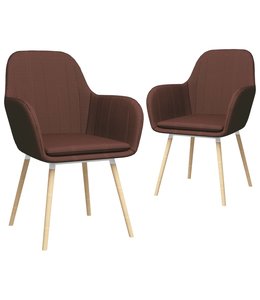 Eetkamerstoelen met armleuningen 2 st stof bruin