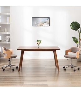 Eetkamerstoel draaibaar gebogen hout en stof taupe