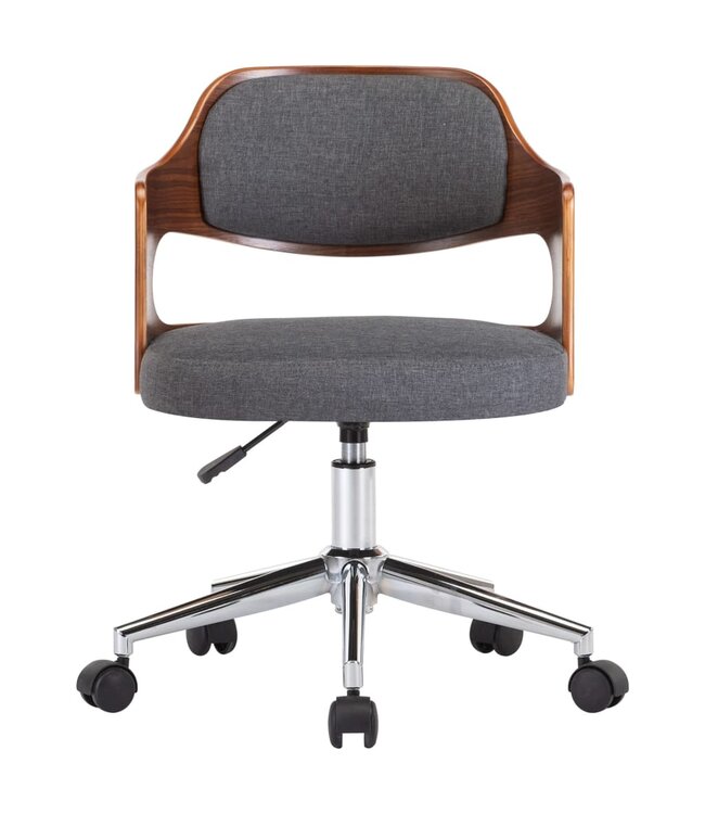 Eetkamerstoel draaibaar gebogen hout en stof grijs