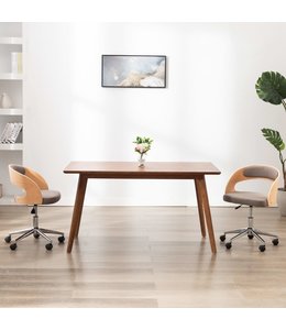 Eetkamerstoel draaibaar gebogen hout en stof taupe