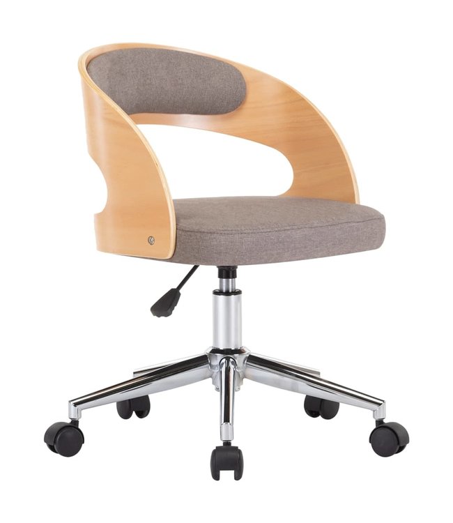 Eetkamerstoel draaibaar gebogen hout en stof taupe