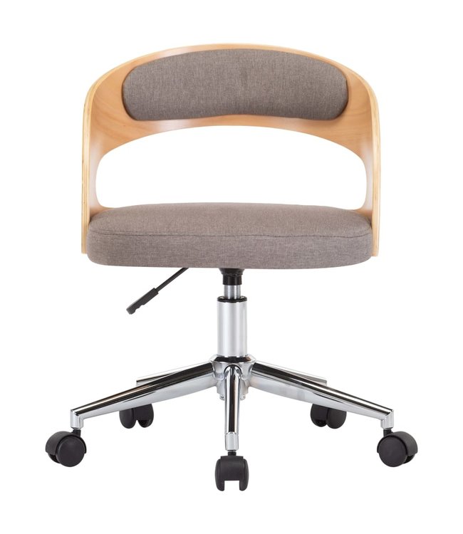 Eetkamerstoel draaibaar gebogen hout en stof taupe