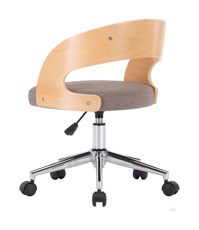 Eetkamerstoel draaibaar gebogen hout en stof taupe