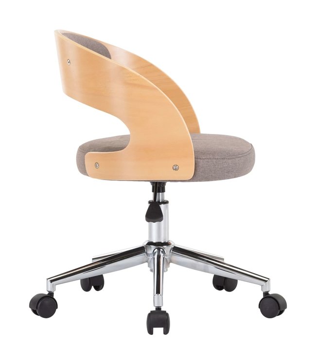 Eetkamerstoel draaibaar gebogen hout en stof taupe