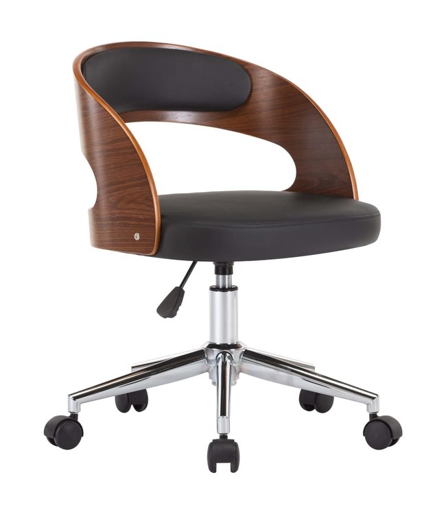 Eetkamerstoel draaibaar gebogen hout en kunstleer wit