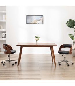 Eetkamerstoel draaibaar gebogen hout en kunstleer zwart