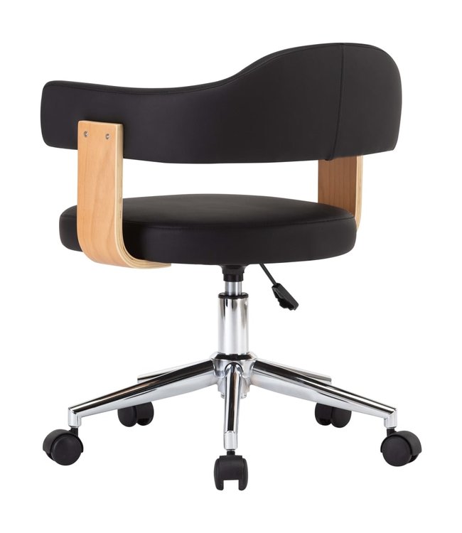 Eetkamerstoel draaibaar gebogen hout en kunstleer zwart