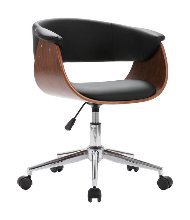 Eetkamerstoel draaibaar gebogen hout en kunstleer zwart