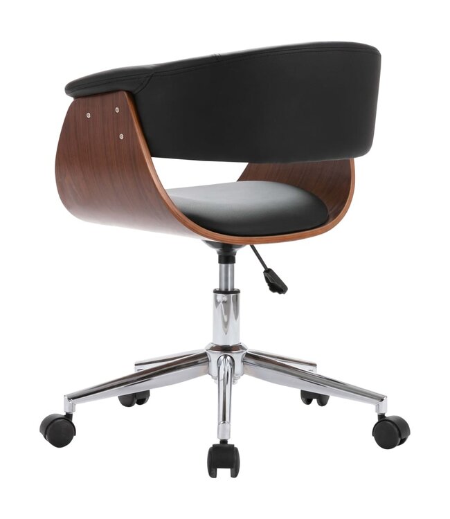 Eetkamerstoel draaibaar gebogen hout en kunstleer zwart