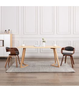Eetkamerstoelen 2 st gebogen hout en stof grijs